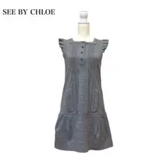 美品 シーバイクロエ フリル スウェット ワンピース グレー ストレッチ