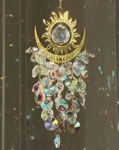 サンキャッチャー 太陽と月 オーロラクリア&ゴールド 長さ38cm
