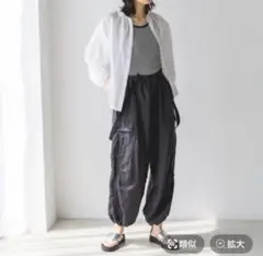 ニコアンド　清原果耶さん着用アイテム FINEリネンサ ス付きパンツ　Lサイズ