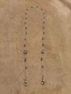 美品☆メガネストラップ ブルーとんぼ玉
