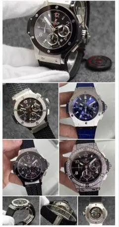 Hublot 自動巻きクロノグラフ腕時計 黒/シルバー