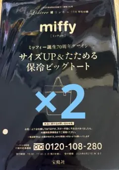 リンネル ミッフィー サイズUP＆たためる保冷ビッグトート×2個セット