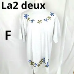 La2 Tシャツ グレー 花柄 半袖 フリーサイズ◆1-10