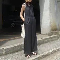 MOUSSY TUCK WIDE オールインワン 黒 ブラック 1