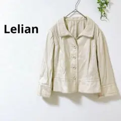 美品✨レリアン　襟付きジャケット　日本製　ベージュ系　昭和レトロ