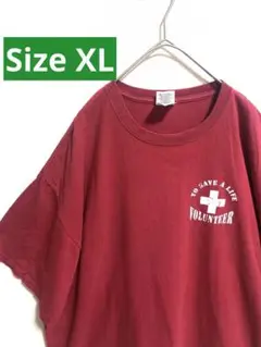 古着 GILDAN ギルダン Tシャツ レッド バックプリント オーバーサイズ