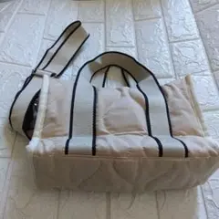レディースショルダーバッグ　ハンドバッグ 2way ベージュ　ナイロン