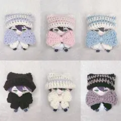 【コーデセット】にじぱぺっと　猫耳　帽子　リボン　ニット帽　ぬい服　10cmぬい