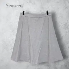 新品　【Seuseed センシード】　ひざ丈　フレアスカート　グレー　無地　灰色