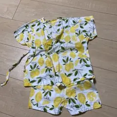 レモン柄 甚平 90cm 綿100%