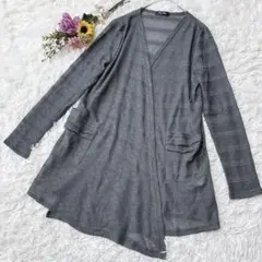 Deua Ailes【M】Vネック　カーディガン　前開き　日焼防止　ラメグレー系