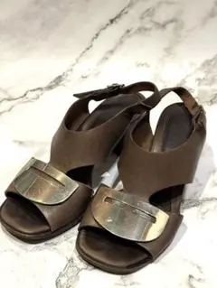【難あり格安】マルニ MARNI ブラウンレザーオープントゥサンダル