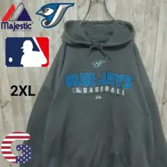 マジェスティック・MLB ブルージェイズプルオーバーパーカー ビッグロゴ 2XL