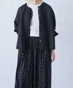 【新品・未使用】かぐれ　コットンリネンワッシャーフリルブラウス