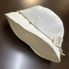 【美品】hushushホワイト バケットハット50cm ハッシュアッシュ