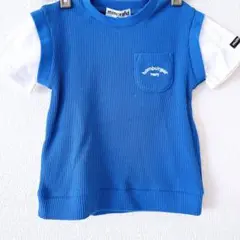 mimorand ハンバーガー Tシャツ 90サイズ 青 異素材 男の子