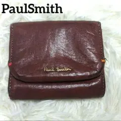 ポールスミス PaulSmith 三つ折り財布 レザー レディース ロゴ 赤系