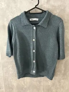 ZARA 半袖ニットカーディガン L