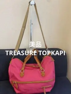 美品【トレジャートプカピ】ショルダーバッグ トートバッグ ナイロン系 ピンク