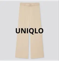 UNIQLO ベルテッド　ドレープワイド　ストレート　パンツ　L センタープレス