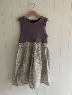 BEAMS mini ノースリーブ花柄ワンピース（パープル）