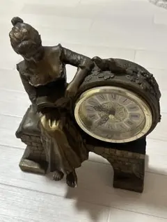 シチズン CITIZEN 置時計 ブロンズ風 本を読む女性 インテリア ゴールド