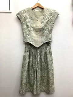 【美品】伊太利屋 いたりや セットアップ ベスト ワイドパンツ グリーン