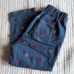 しまむら　aya　ミコリッド　デニム　ハート　ドクロ　刺繍　ロングパンツ 100