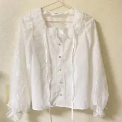 【しまむら】　眞白ありす　ロリィタ風長袖ブラウス　ホワイト　Sサイズ