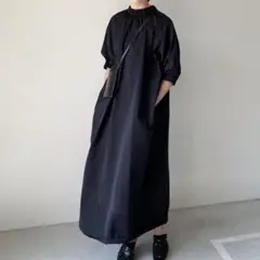 2L ネイビー ロングワンピース 韓国　大きいサイズ　シャツワンピ 春　k7