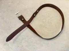ブラウンレザーリブデザインベルト