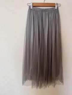 グレー プリーツロングスカート