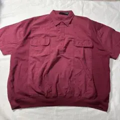 Vintage 90s 半袖 リブ シャツ 異素材 切替 レッド プルオーバー