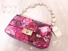 美品Emiria Wiz♡シャトーローズフラワー　花柄　ビジュー　チェーンバッグ