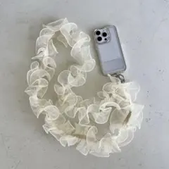 Me% オーガンジーモバイルショルダーストラップ アイボリー
