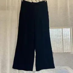 黒 ワイドパンツ 前ポケット付き