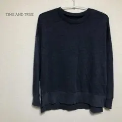 【タイムアンドトゥルー】厚手　濃紺 Sサイズ 七分・長袖カットソー　b055