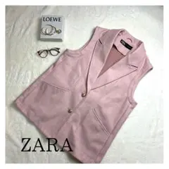 美品 ZARA ピンク ジレ ベスト 人気商品