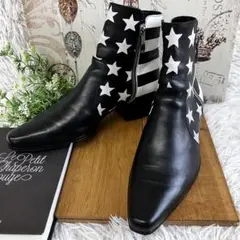 希少 美品 バルマン BALMAIN 星条旗 ダブルジップアップ ショートブーツ