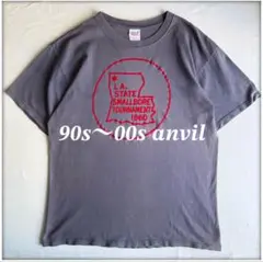 90s〜00s anvil S/S print faded T-shirt L