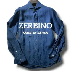 ✨美品✨ゼルビーノ 麻 リネン100% カッタウェイ シャツ 日本製 ネイビー