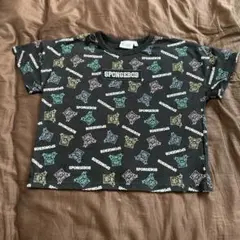スポンジボブTシャツ110 黒柄物キッズ半袖