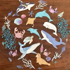 大きい　海の生き物　ペーパークラフト　アルバム素材　色紙素材　ダイカット