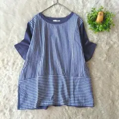 north object de petit　ストライプ 半袖　L　Tシャツ