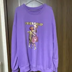 紫 FRIENDSHIP プリント スウェットシャツ