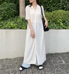 【美品】UNIQLO レースニットワンピース　オフホワイト　M