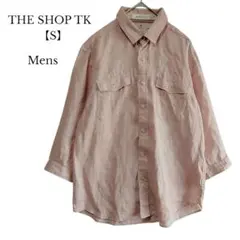 【THE SHOP TK】七分丈　シャツ　ピンク　麻100％　メンズ　Sサイズ