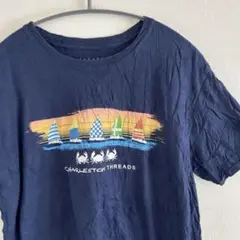 CHARLESTON THREADS カニ ネイビー メンズ 古着 Tシャツ L