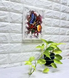 ⭐️【FB5】在庫処分お値下げ✨バリ島花と蝶✨可愛い絵画Bali島インテリアアート