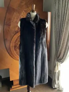 Xmas価格❤️極上のファー★ダークミンクフルスキン ロング丈ジレ サガミンク